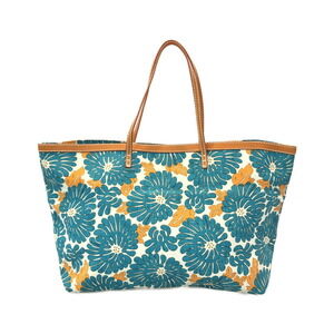 Fendi floral canvas tote bag blue orange floral print white